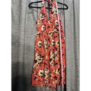 Xhilaration Floral Halter Dress Smocked Sundress Casual Coral‎ Medium
